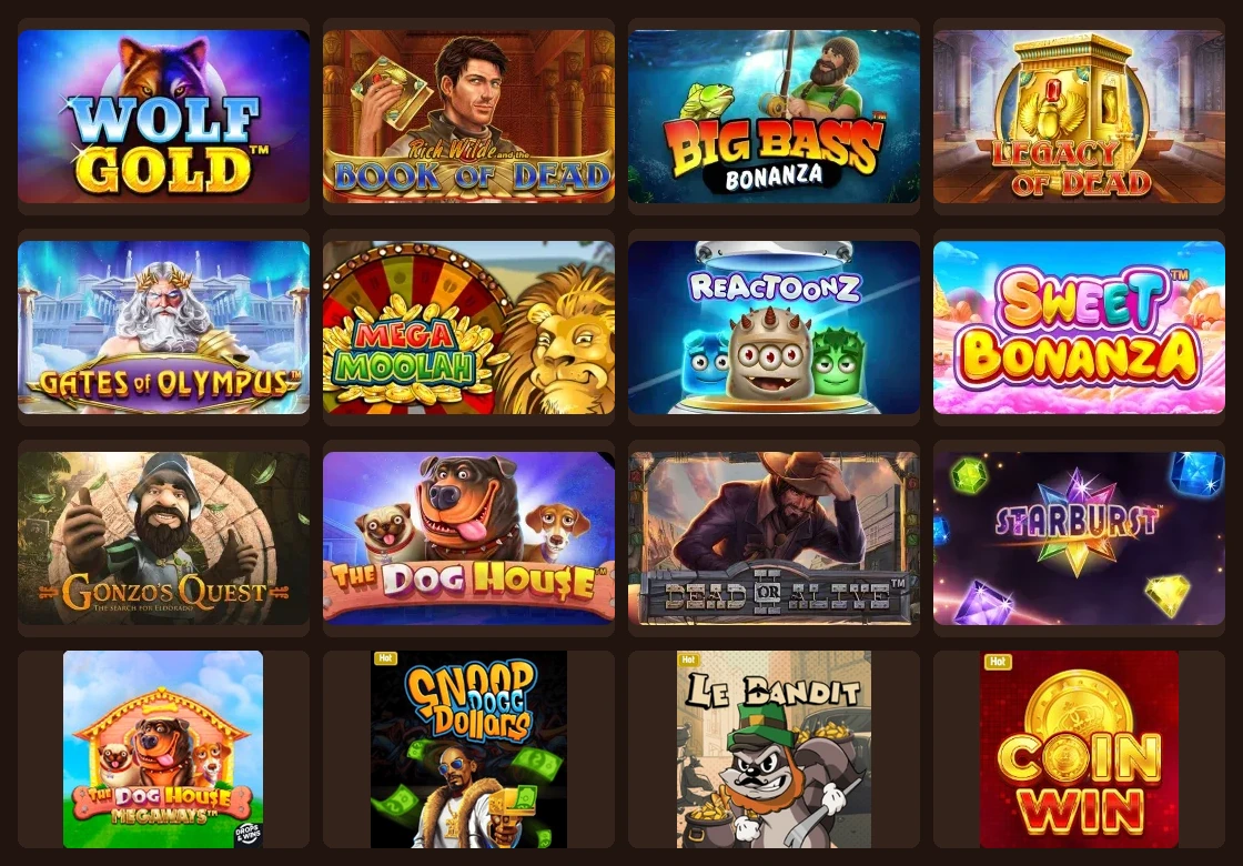 Sélection de seize machines à sous Mino Casino